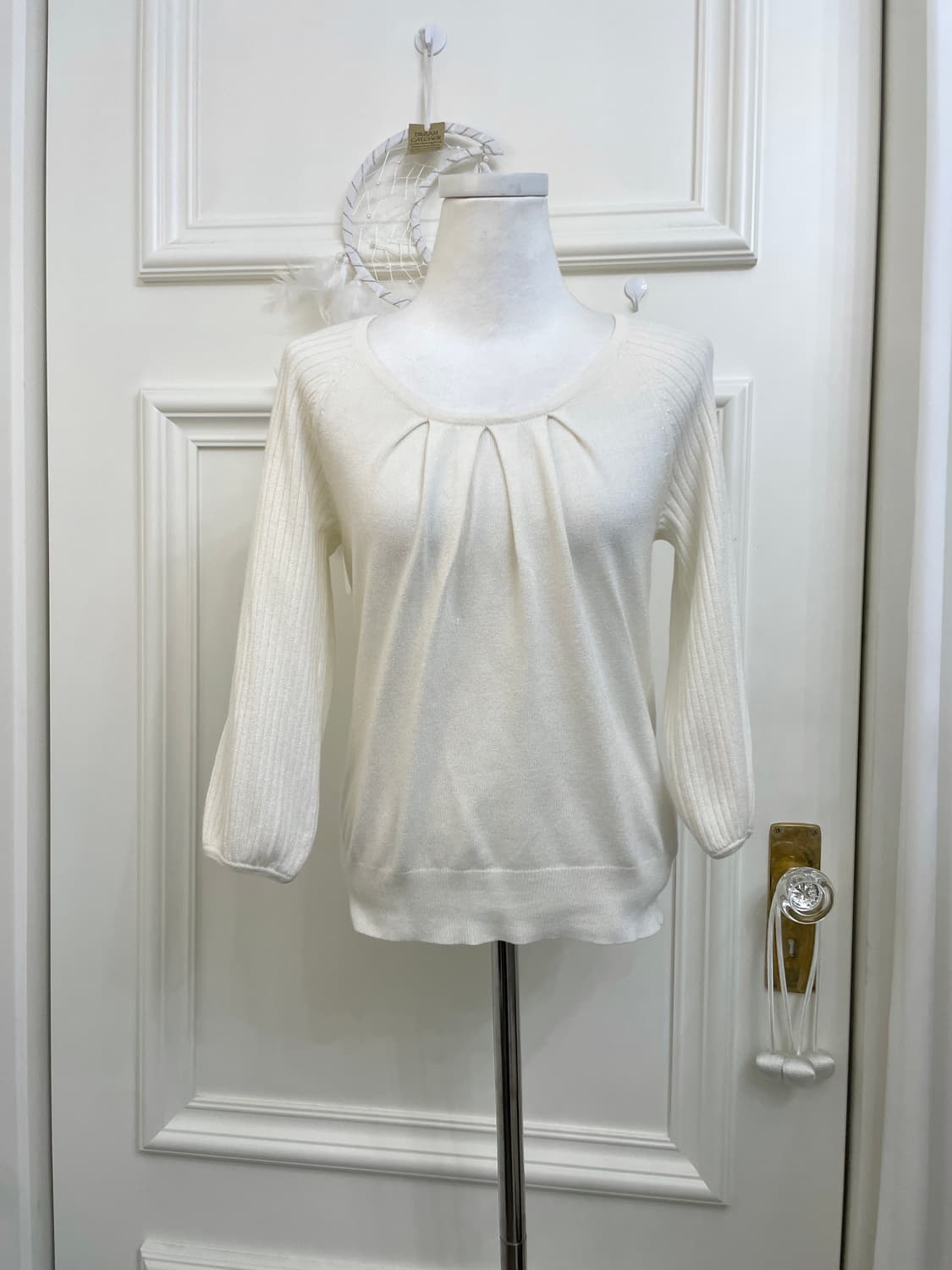 ivory pleats point basic knit top 상품이미지1