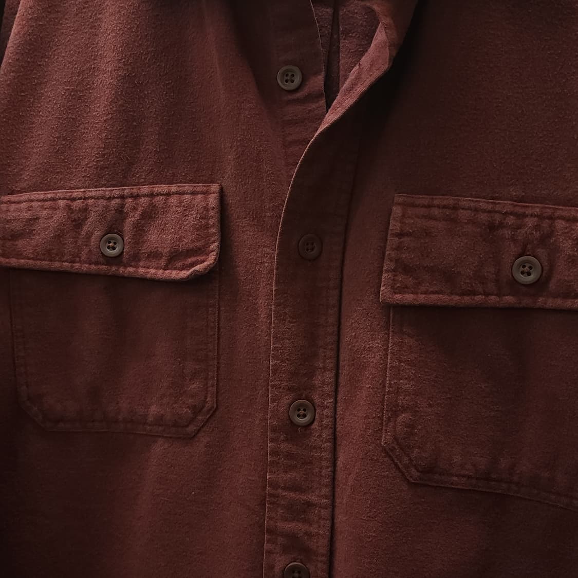 90s 엘엘빈 워크셔츠 헤비코튼 투포켓 샤모아 셔츠 오크 레드 브라운xl 상품이미지6