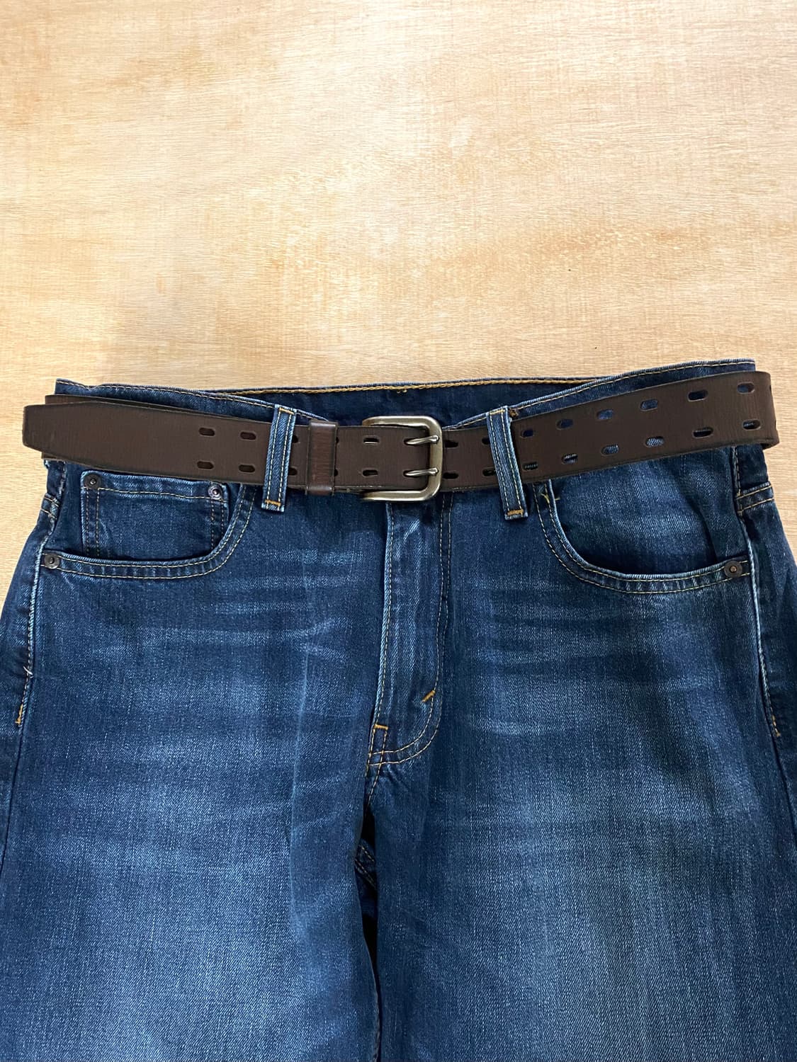 VTG leather double belt 미국 빈티지 풀그레인 벨트 상품이미지1