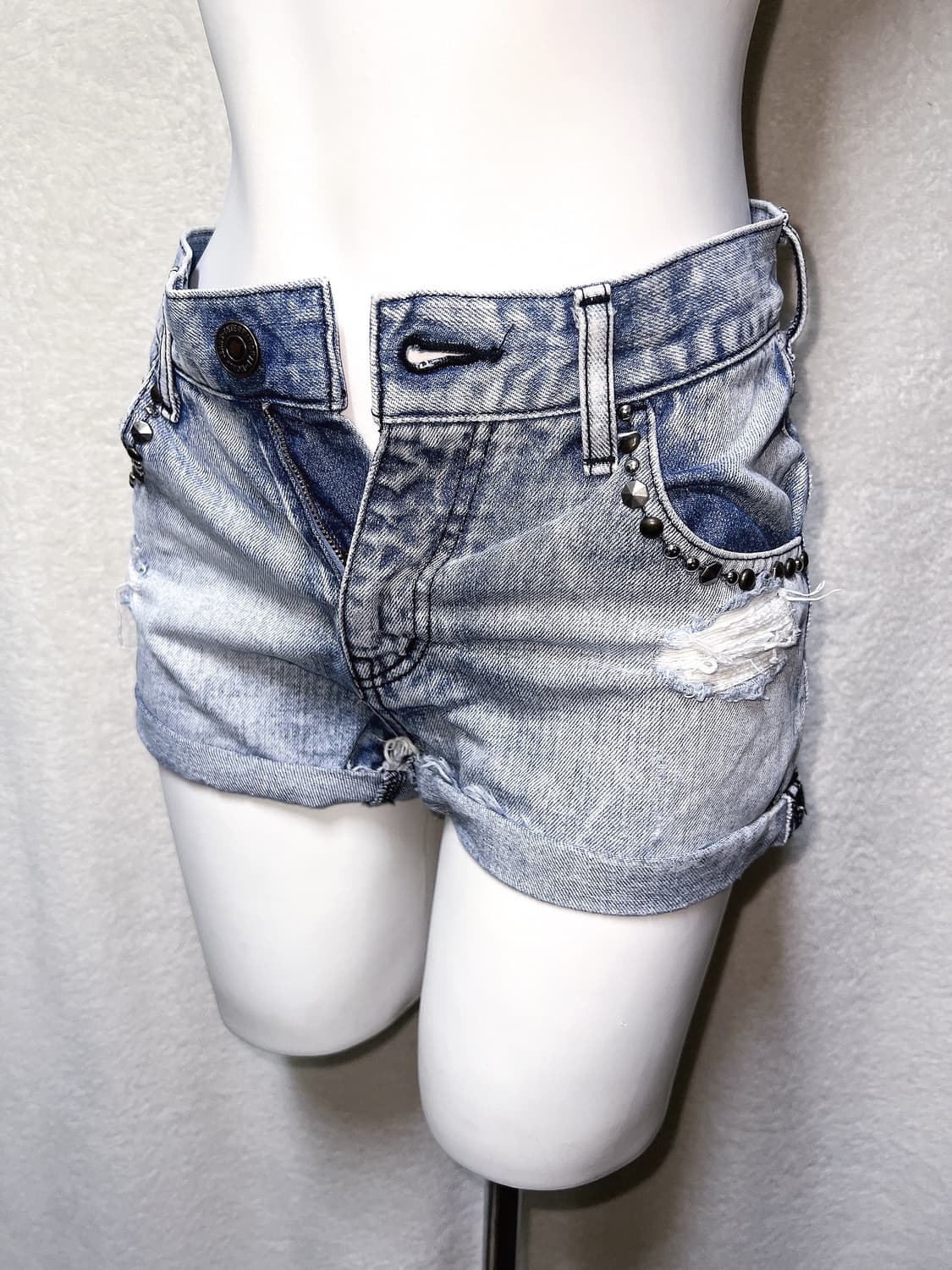 바비 오네갸루 y2k 와투케 00 키치 펑크 스터드찡 데님숏팬츠 청반바지 상품이미지8