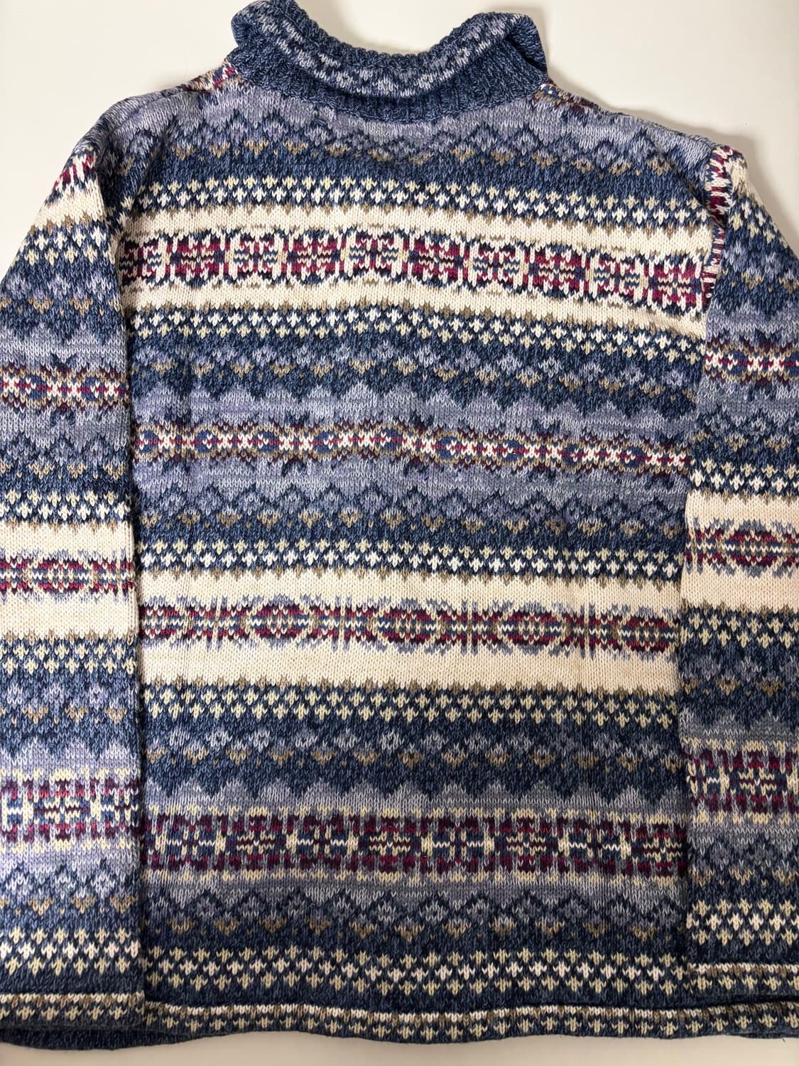 빈티지 블루 패턴 니트 집업 상품이미지2