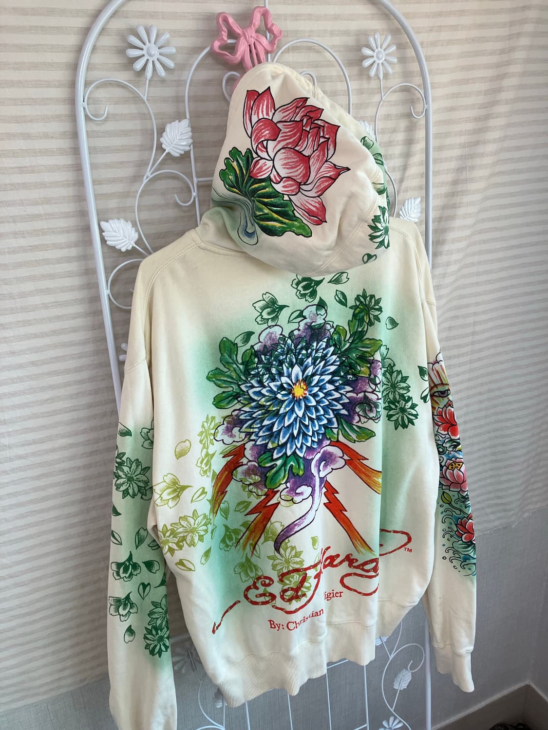 빈티지 에드하디 크림 레터링 레더 자켓 y2k 스트릿 갸루 펑키 일본빈티 상품이미지1