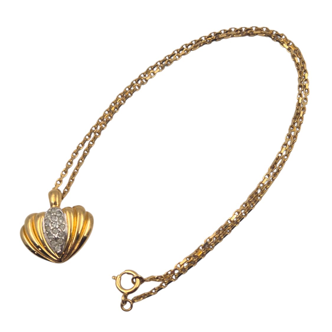 90s 꾸레쥬 하트 쉘 라인 큐빅 목걸이 상품이미지3