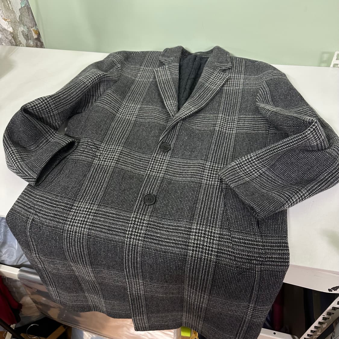 L 100 헤지스 검그레이 하운드투스체크 울 싱글코트 상품이미지1