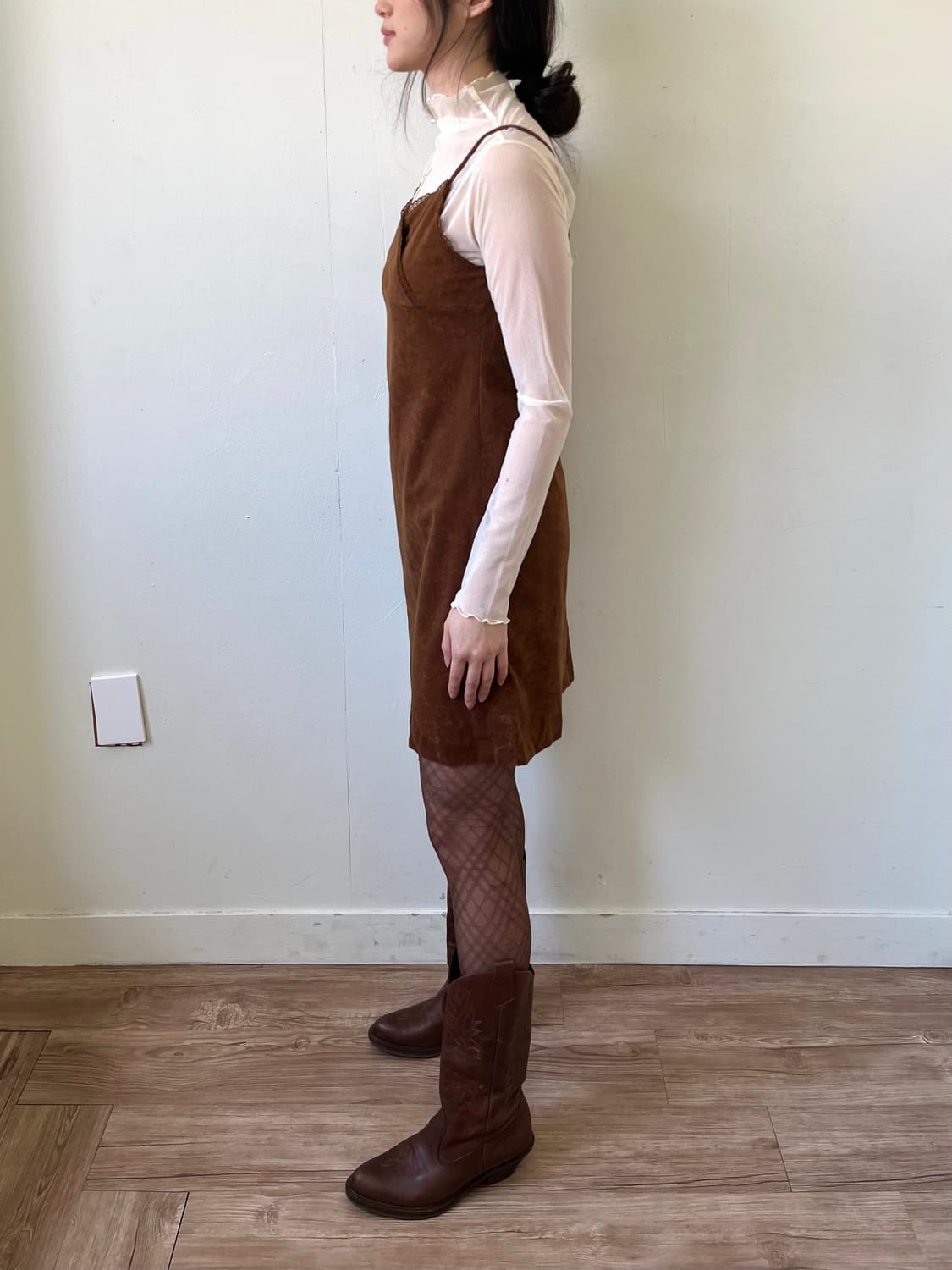 Japan vtg 브라운 벨벳 원피스 상품이미지9