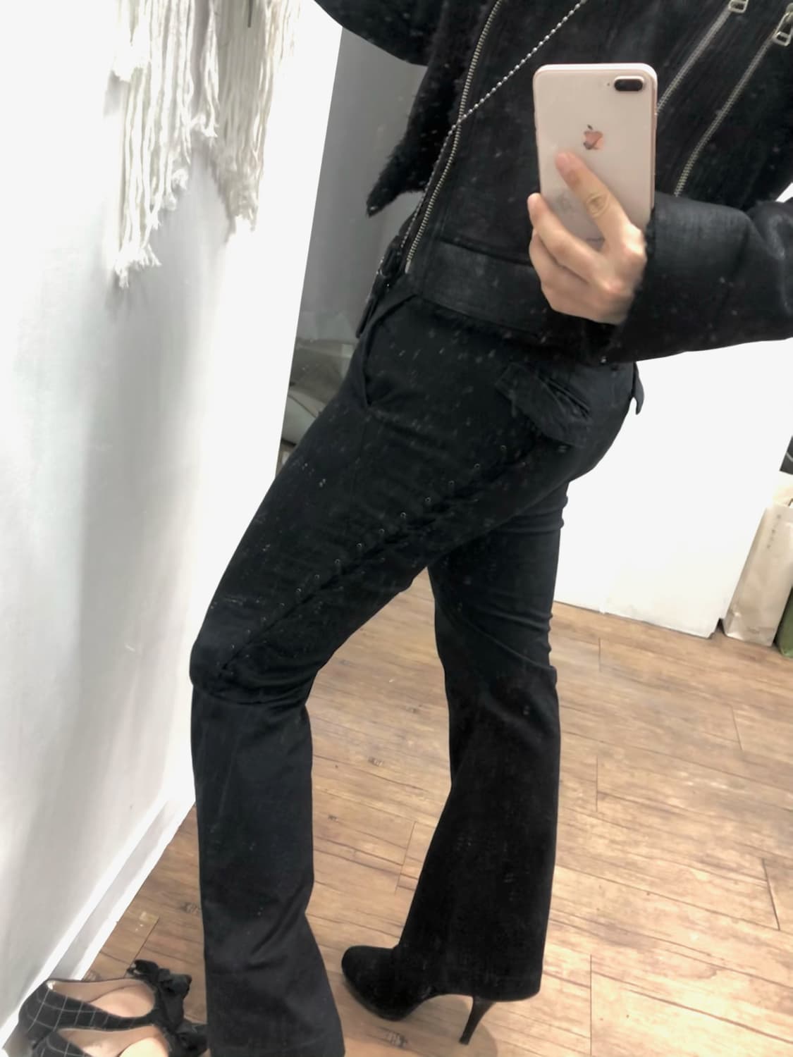 back corset detail black bootcut pants 상품이미지4