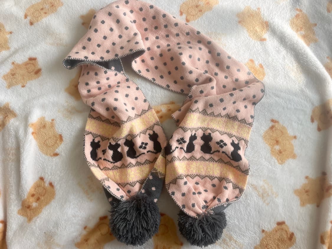 모리걸 빈티지 고양이 도트 머플러 💗🩶🐱 상품이미지1