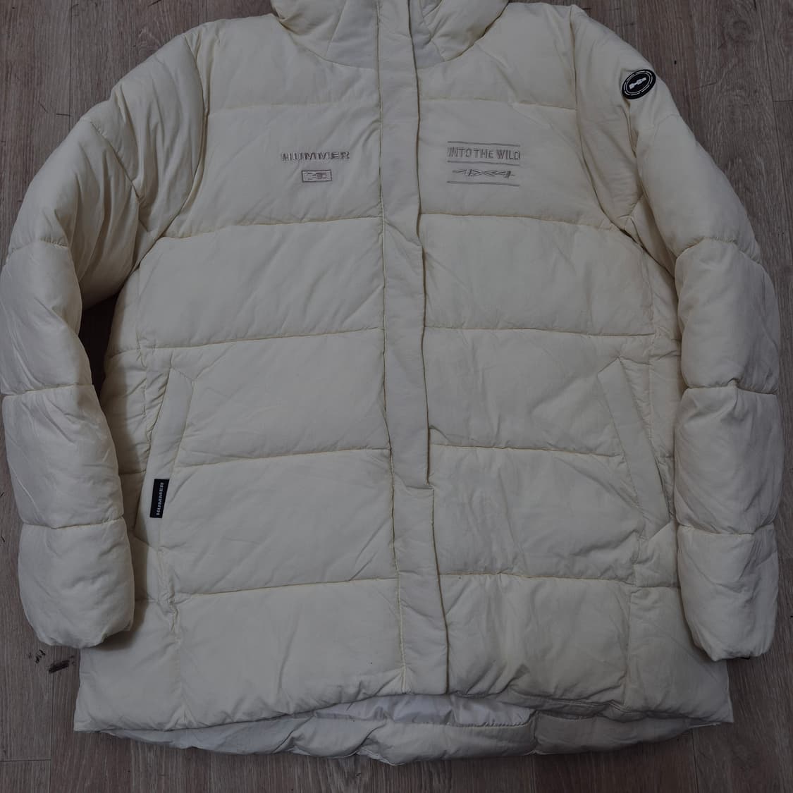 험머 와펜 화이트 다운 후드 패딩 점퍼 XL(105) 상품이미지3