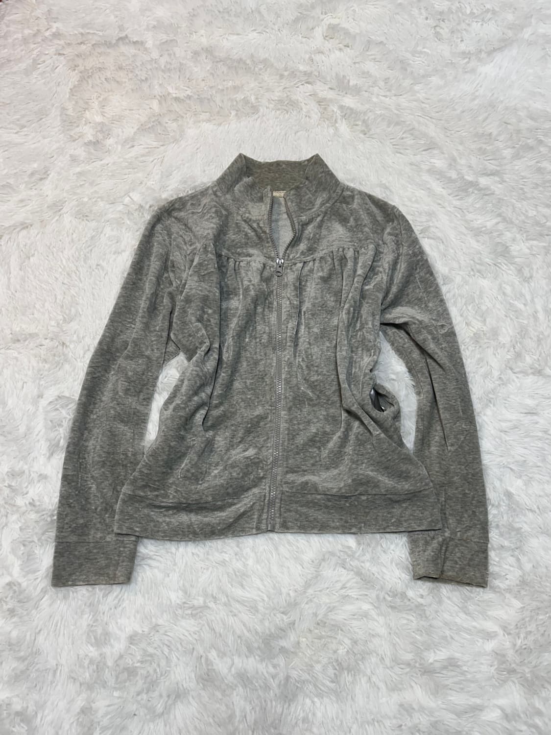 grey velvet lace zip-up 상품이미지1
