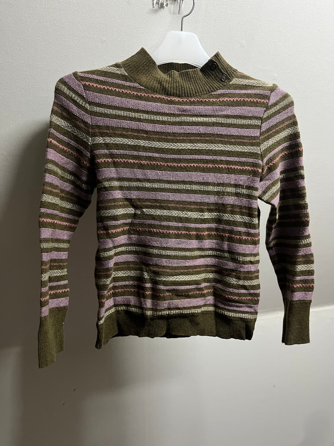 Japanese Vintage 하이넥 스트라이프 니트 / 사이드 버튼 상품이미지2