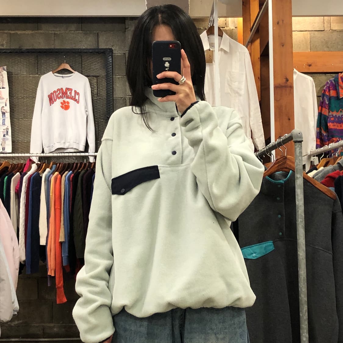 (새상품) 빈티지 아웃도어 플리스 스냅티 상품이미지2