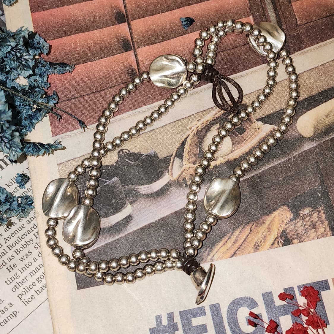90s 프랑스 빈티지 팔찌 물방울 참 실버 비즈 팔찌 빈티지 팔찌 상품이미지6