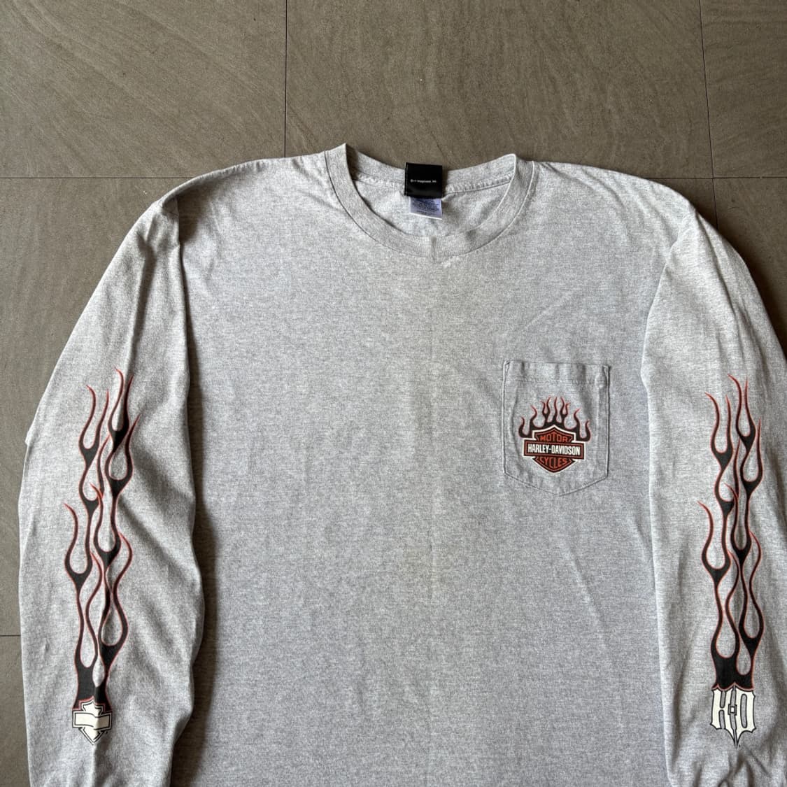할리데이비슨 미국 생산 그레이 플레임 긴팔 티셔츠 상품이미지3