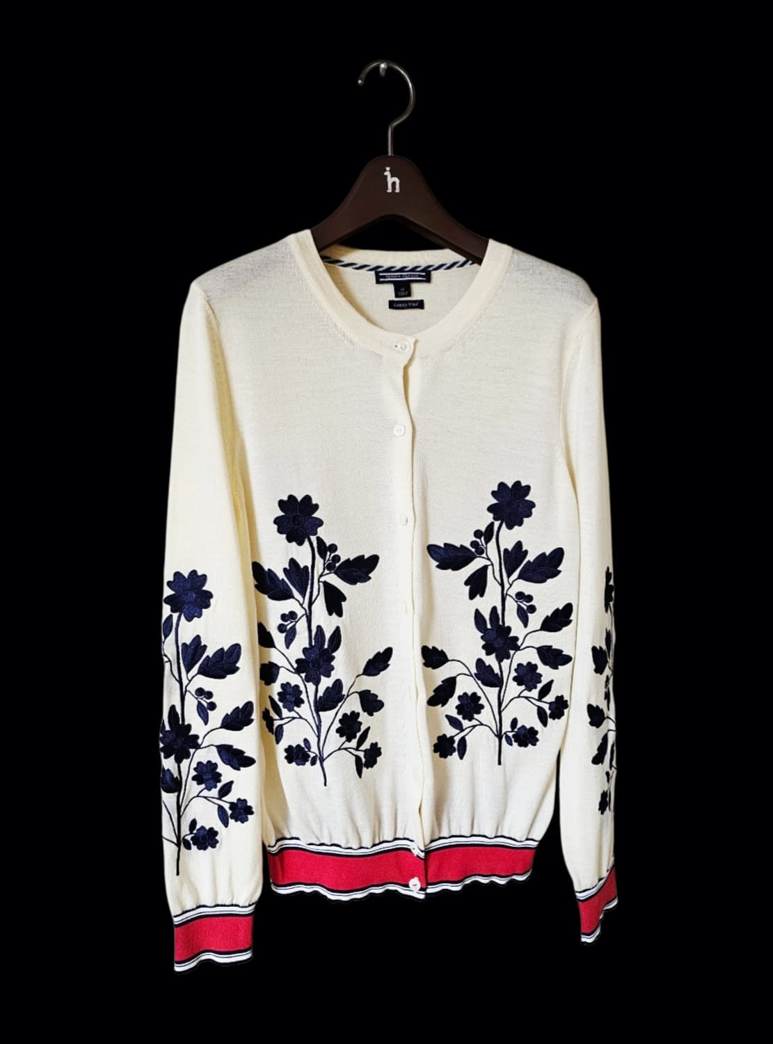 타미힐피거여성 울 100/플라워 자수  여성가디건/29만 상태좋음 상품이미지6