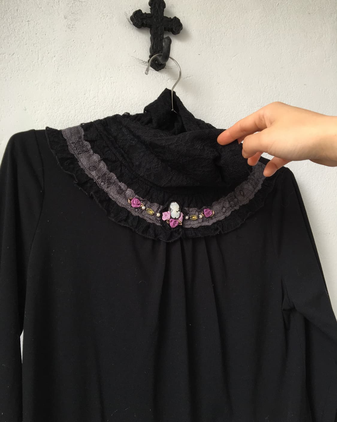 Axes femme lace point high neck sleeve 상품이미지4