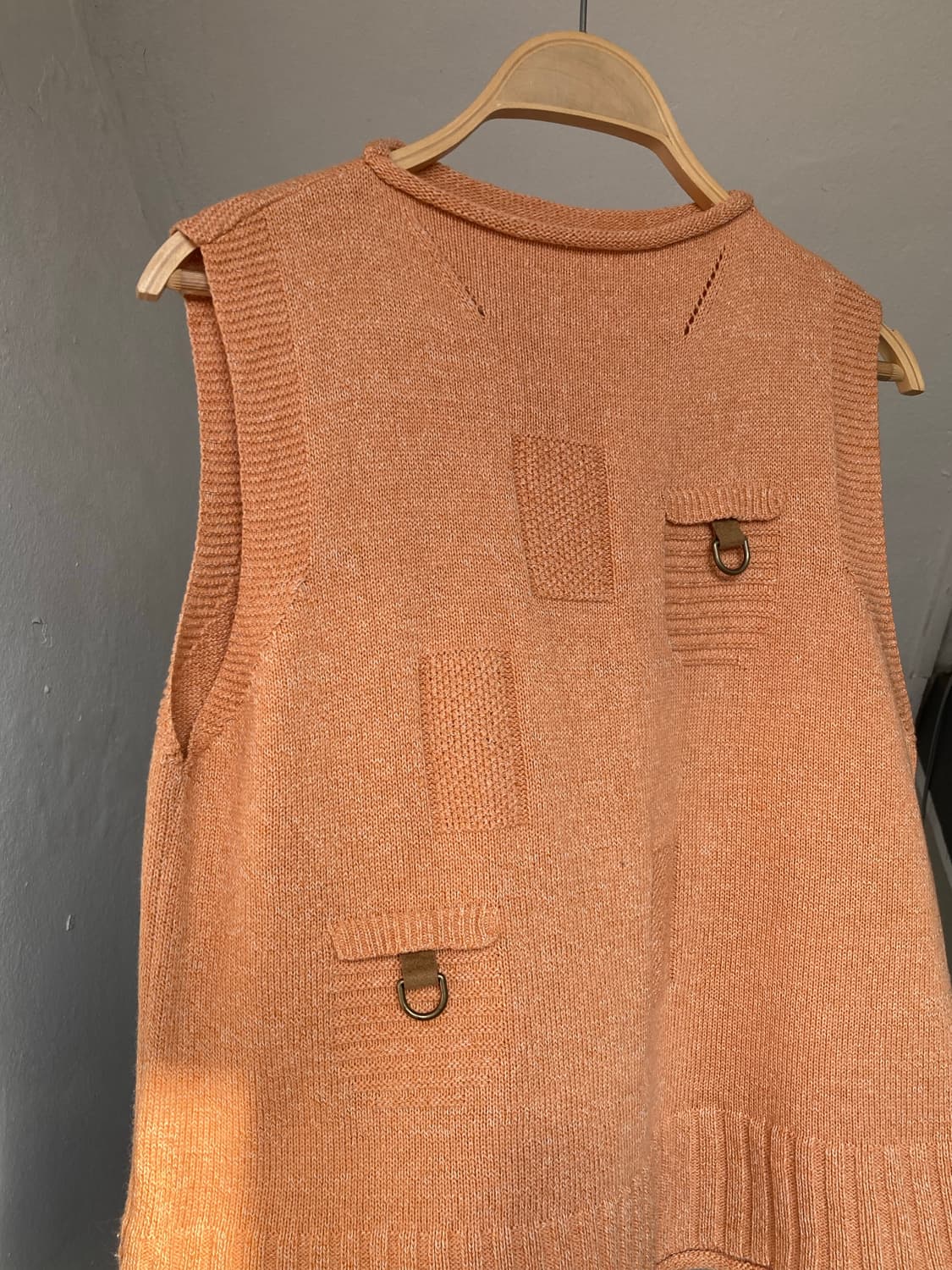 리넨•울 믹스 살구 니트 나시 상품이미지3