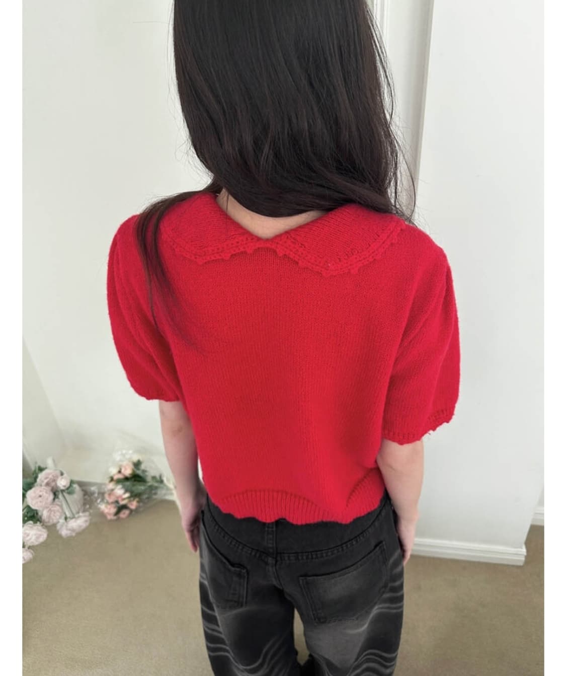 사토미 라디오 Heart puff 가디건 레드 상품이미지3