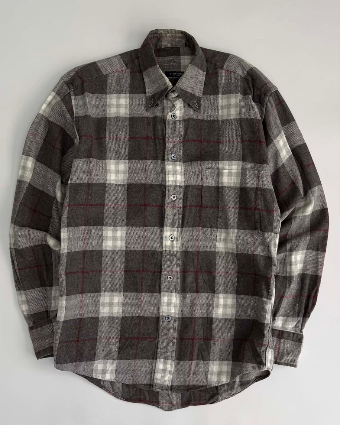 [S] 버버리 네이비 체크 코튼 셔츠 made in usa 상품이미지1