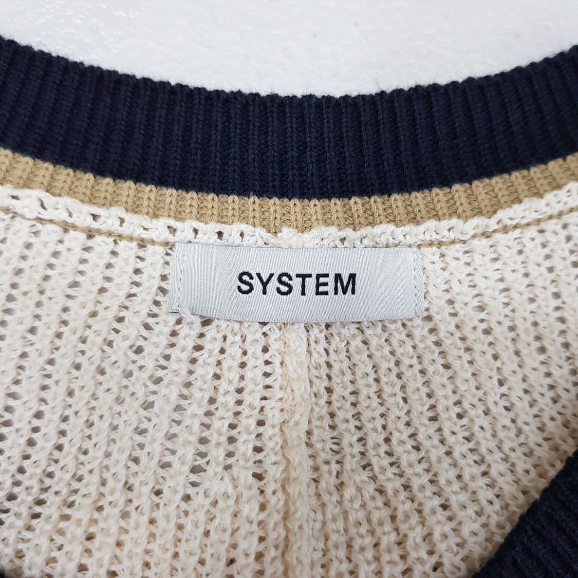 한섬 시스템 2023 컬러라인 레터링 패치 니트 90F사이즈 상품이미지7