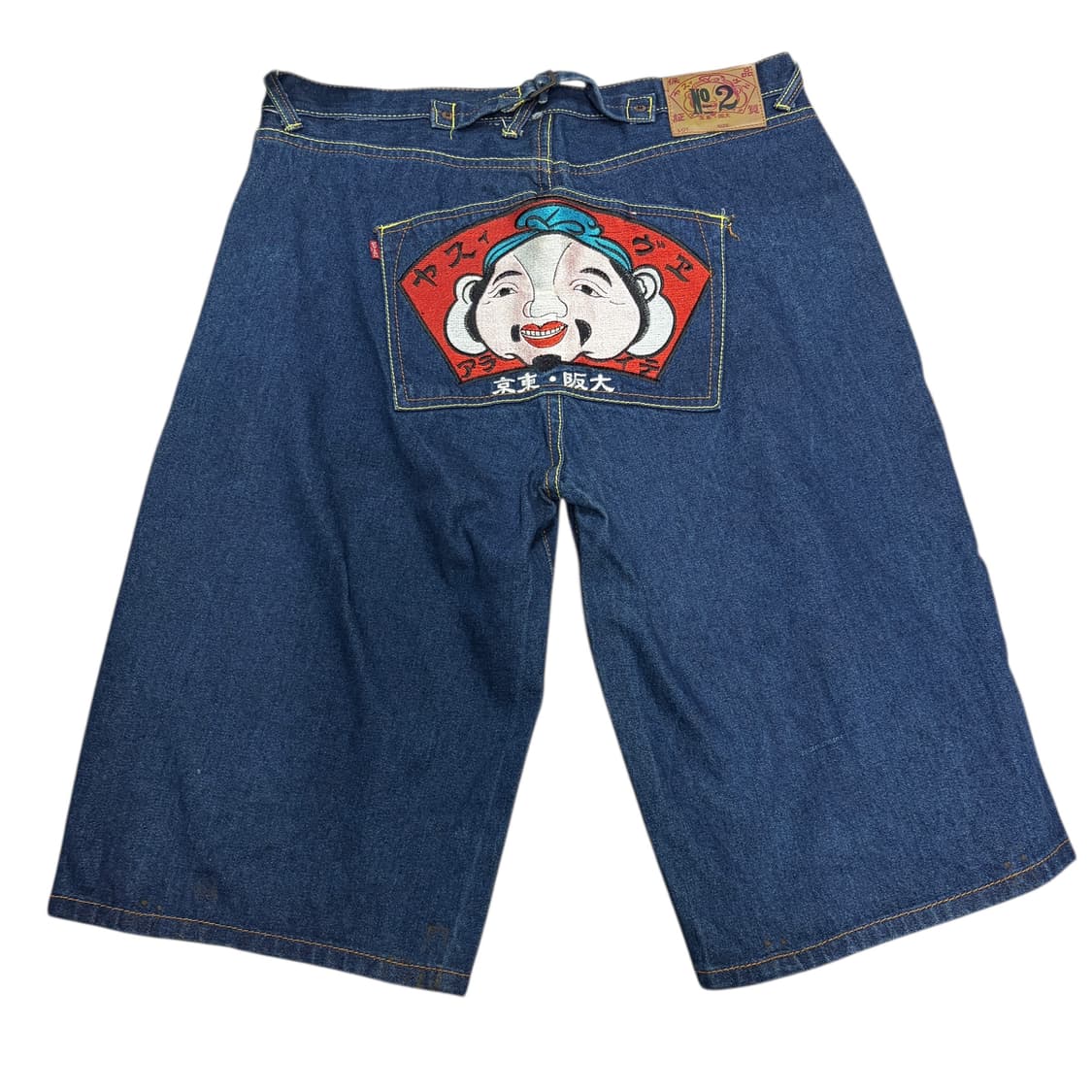 에비수(Evisu) 재팬 야마네 페이스 자수 데님 반바지 버뮤다 팬츠 상품이미지1