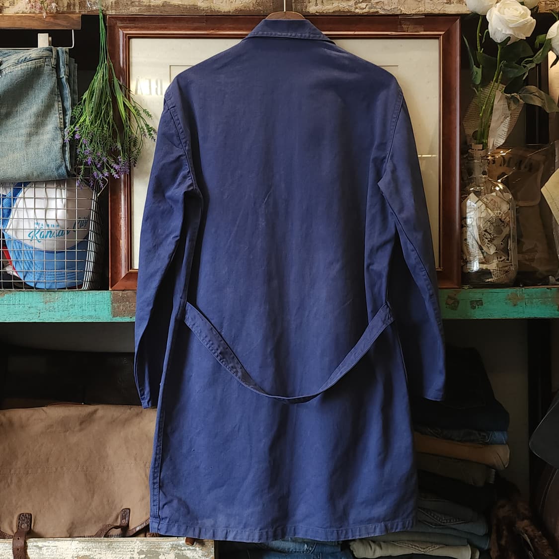80s 프렌치 워크자켓 프렌치 샵 코트 페이딩 블루 50 상품이미지3