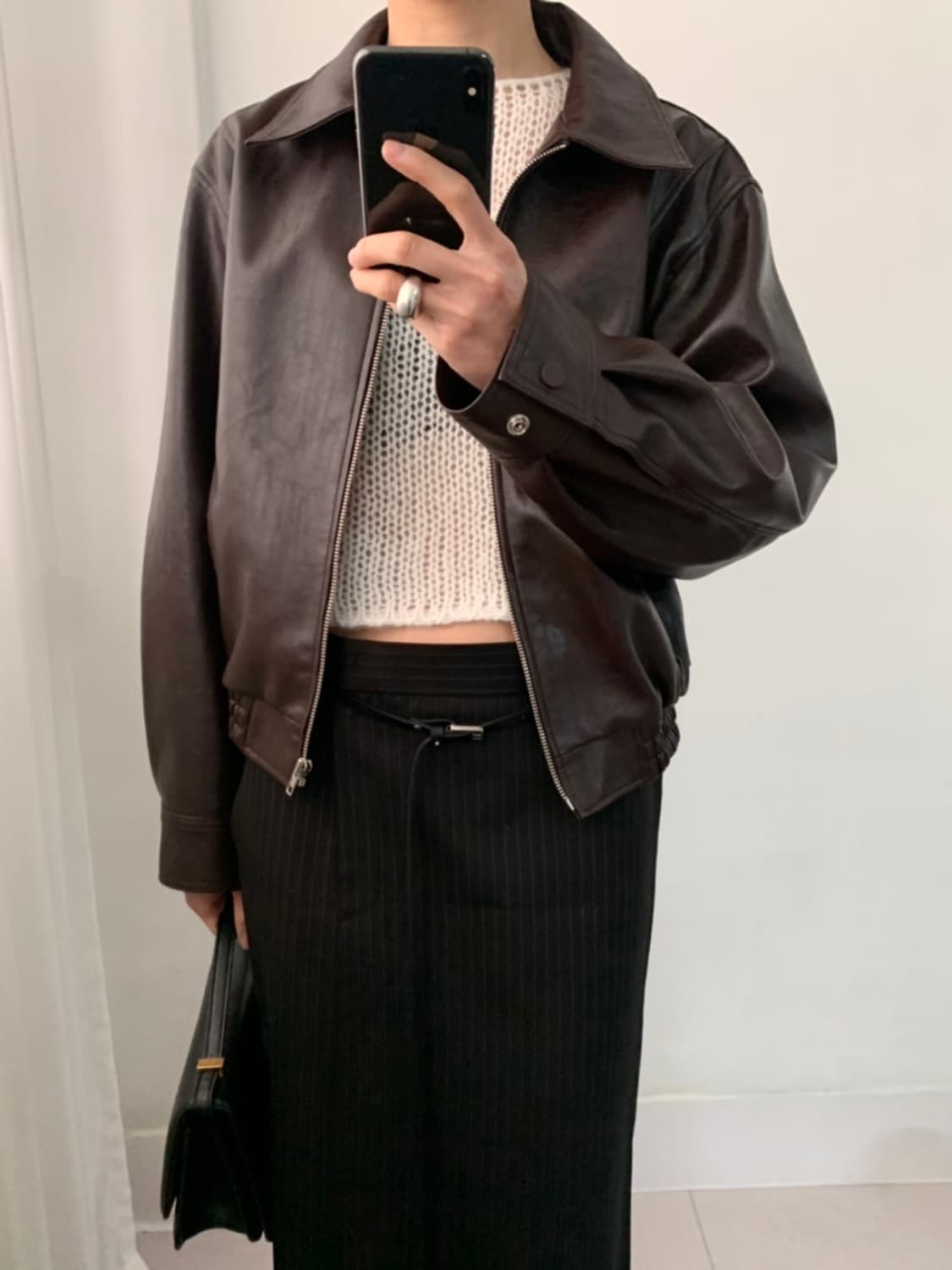 런던플랏 레더 자켓 다크브라운 상품이미지1