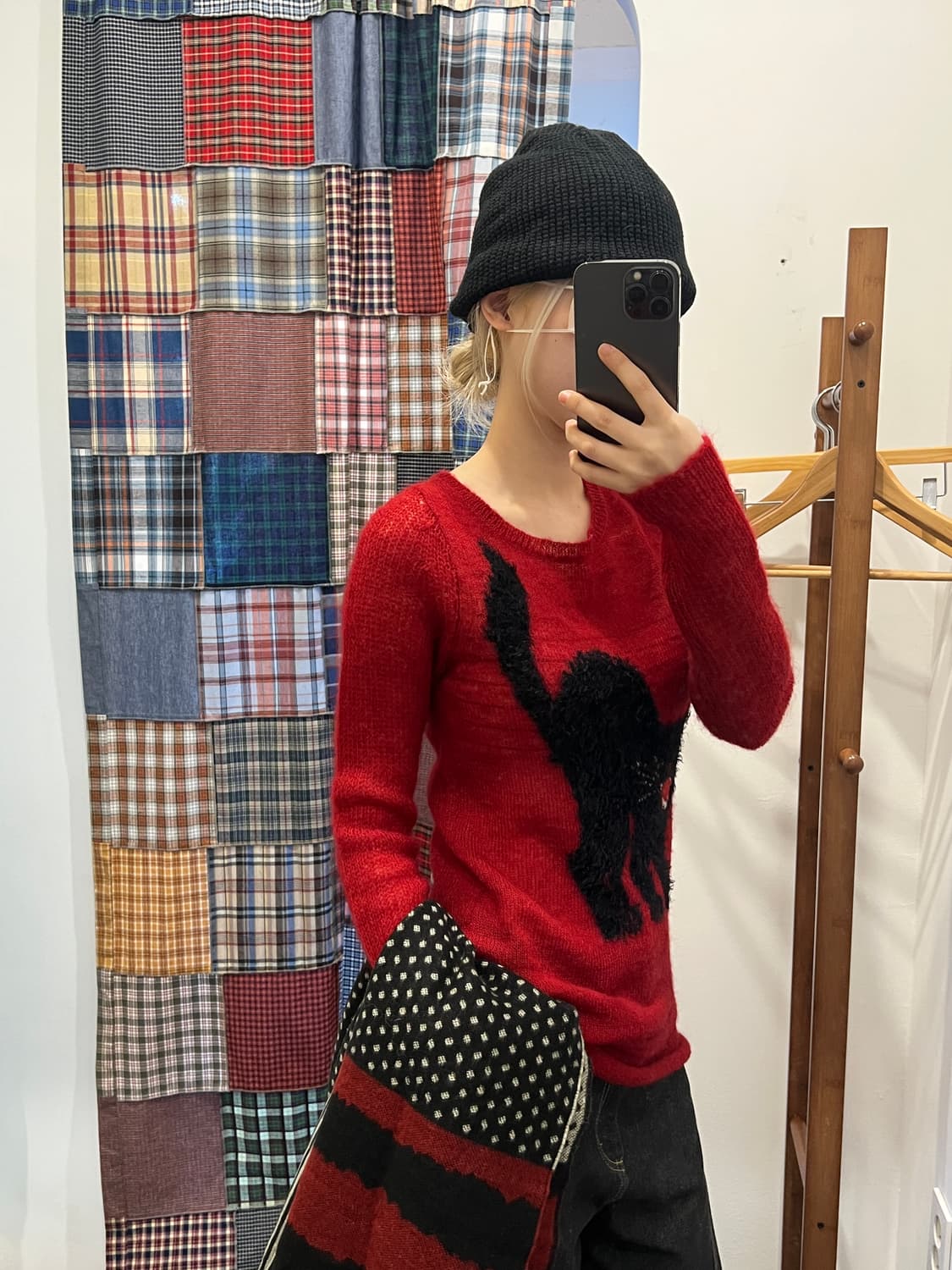 히스테릭글래머 블랙 캣 레드 매쉬 니트 상품이미지4