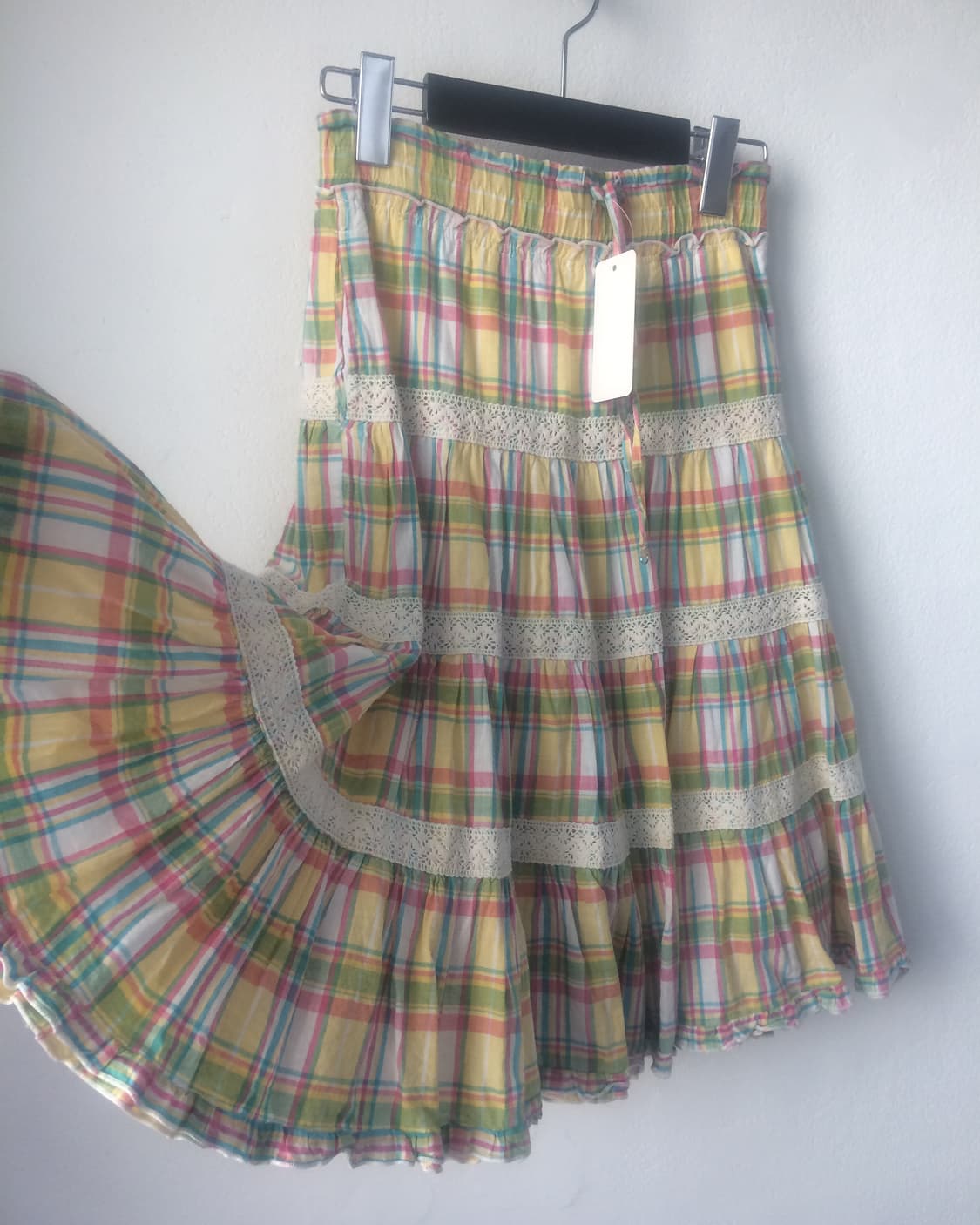 Crochet layer check pattern skirt 상품이미지2
