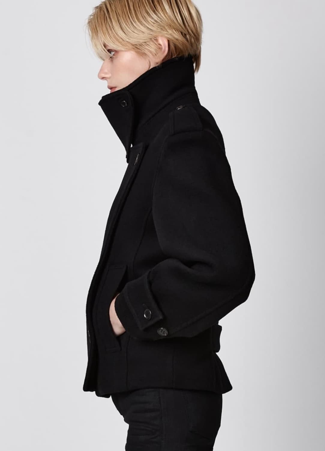 이안조 울 후디 피코드 블랙코트  상품이미지3