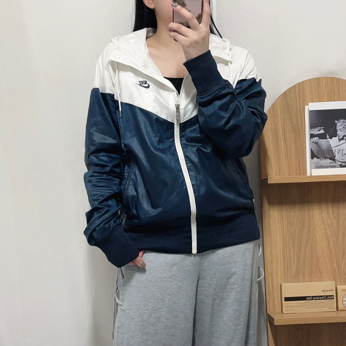 [정품] 나이키 화이트 네이비 윈드러너 바막 [ 95 ] 상품이미지1