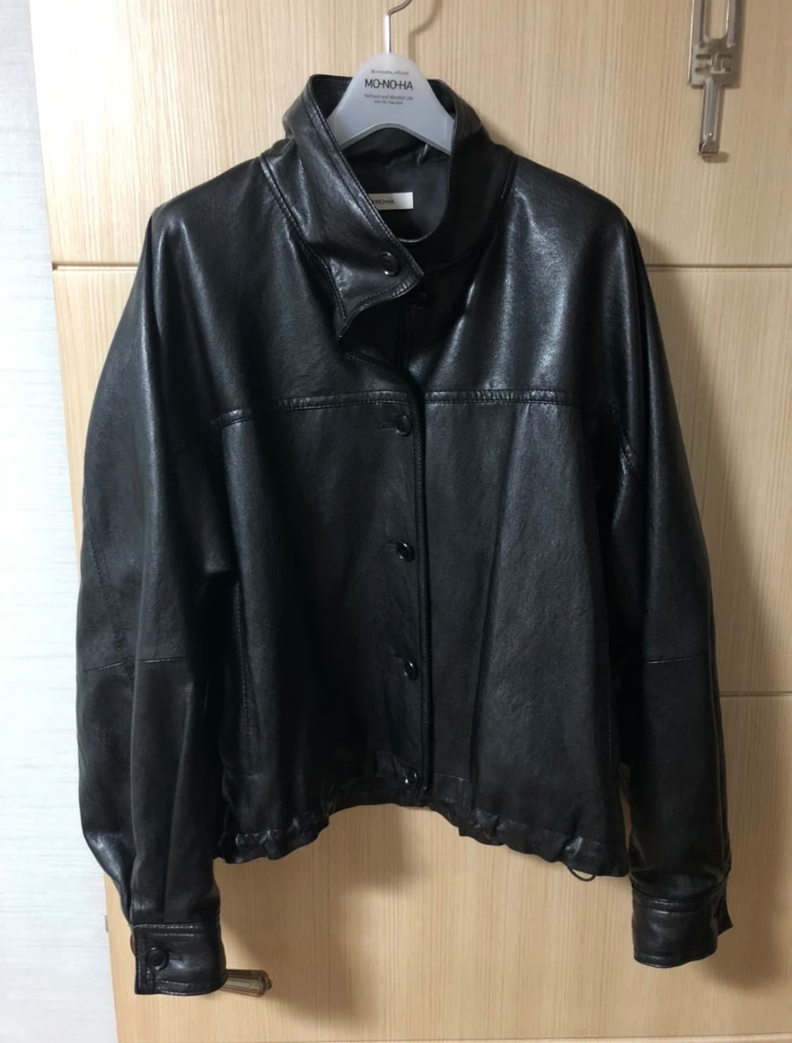 모노하 하이넥 버튼 자켓 블랙 상품이미지1