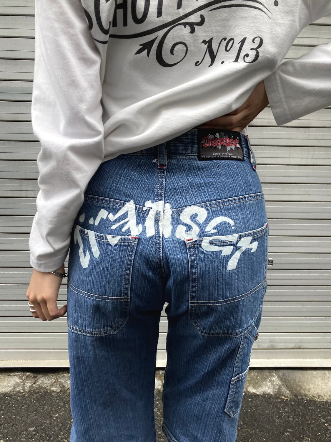 Transer 백프린팅 데님 카펜터 하프 팬츠 상품이미지2