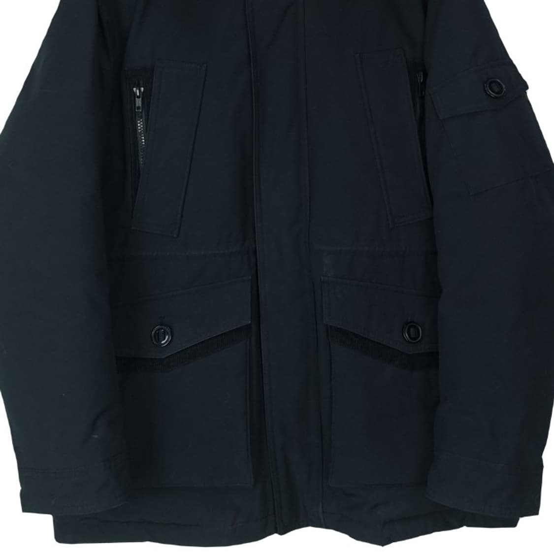 [에스피오나지] 덕다운 라쿤퍼 오버핏 후드 야상 패딩 블랙 M18327 상품이미지5