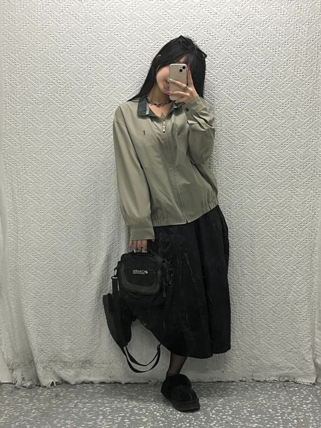 입생로랑 빈티지 90's  폴리쉘 블루종 자켓100 C06813 상품이미지1