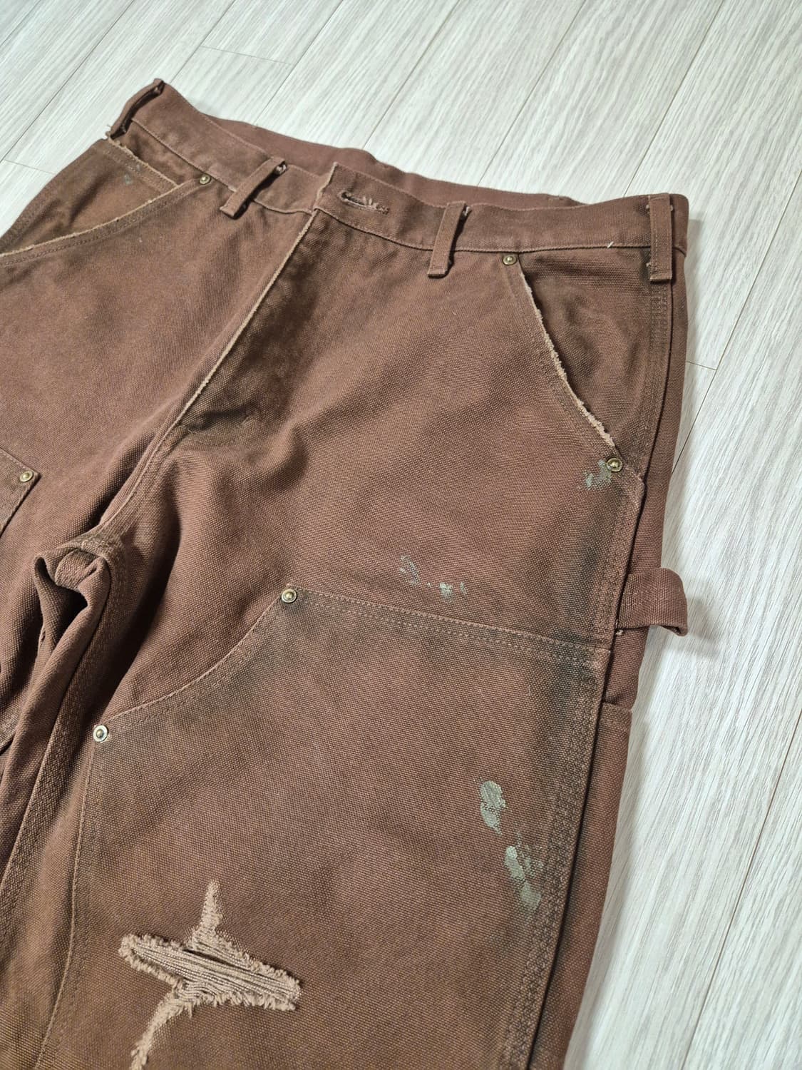 카미야 KAMIYA 보로 덕 페인터 팬츠 브라운 (S) 상품이미지4