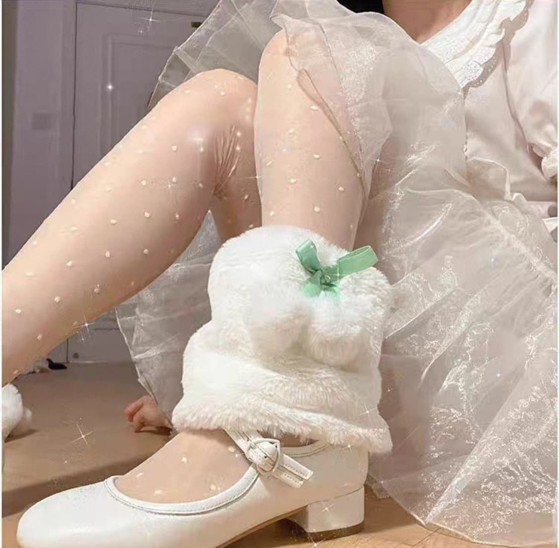 양산형지뢰계 레그워머 히메갸루 캐캐체 핀터깔 로맨틱 스나계 로리타 달천깔 상품이미지2