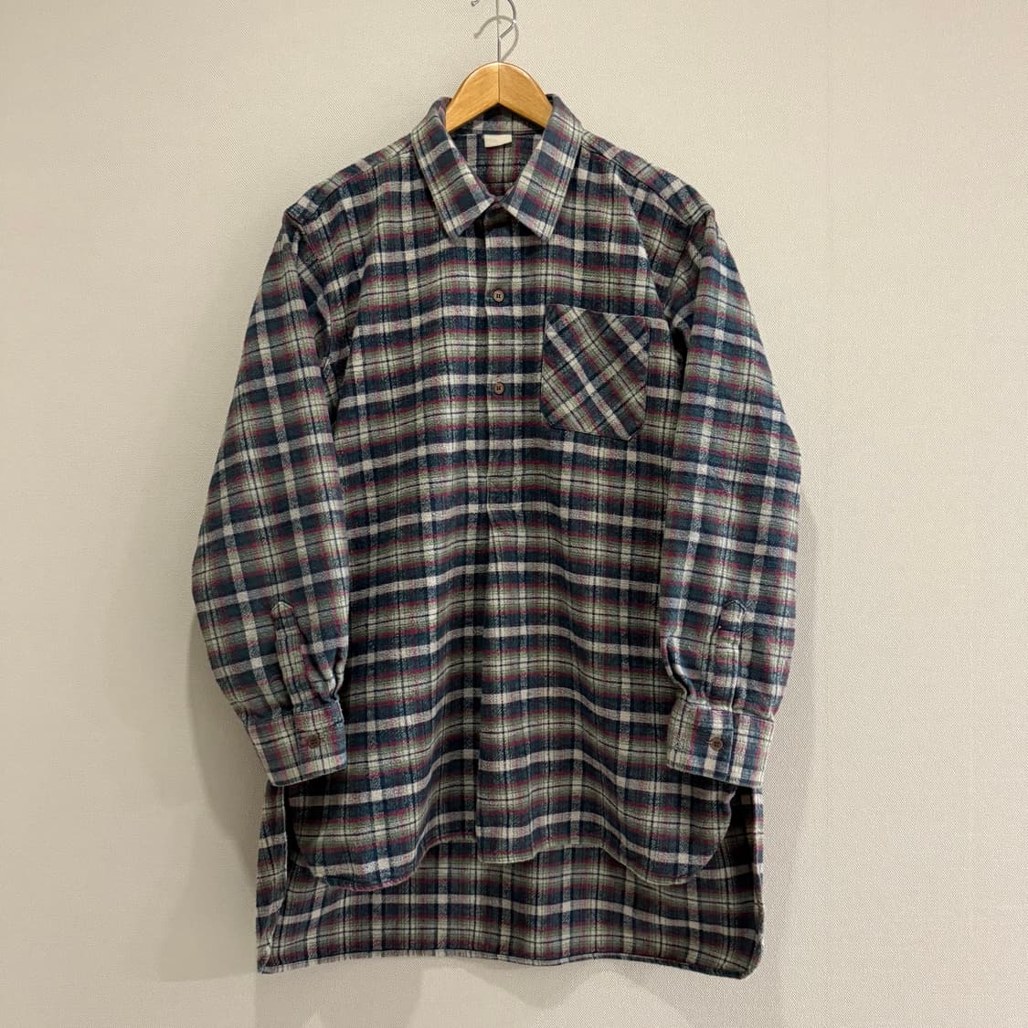 [XL]유로 빈티지 플란넬 튜닉셔츠 멀티체크 상품이미지1