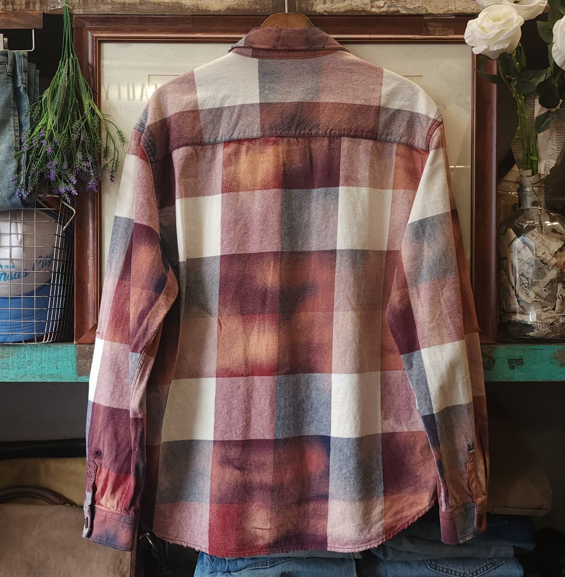 90s 빈티지 체크셔츠 헤비 플란넬 워크셔츠 썬페이딩 빅체크 xl 상품이미지2