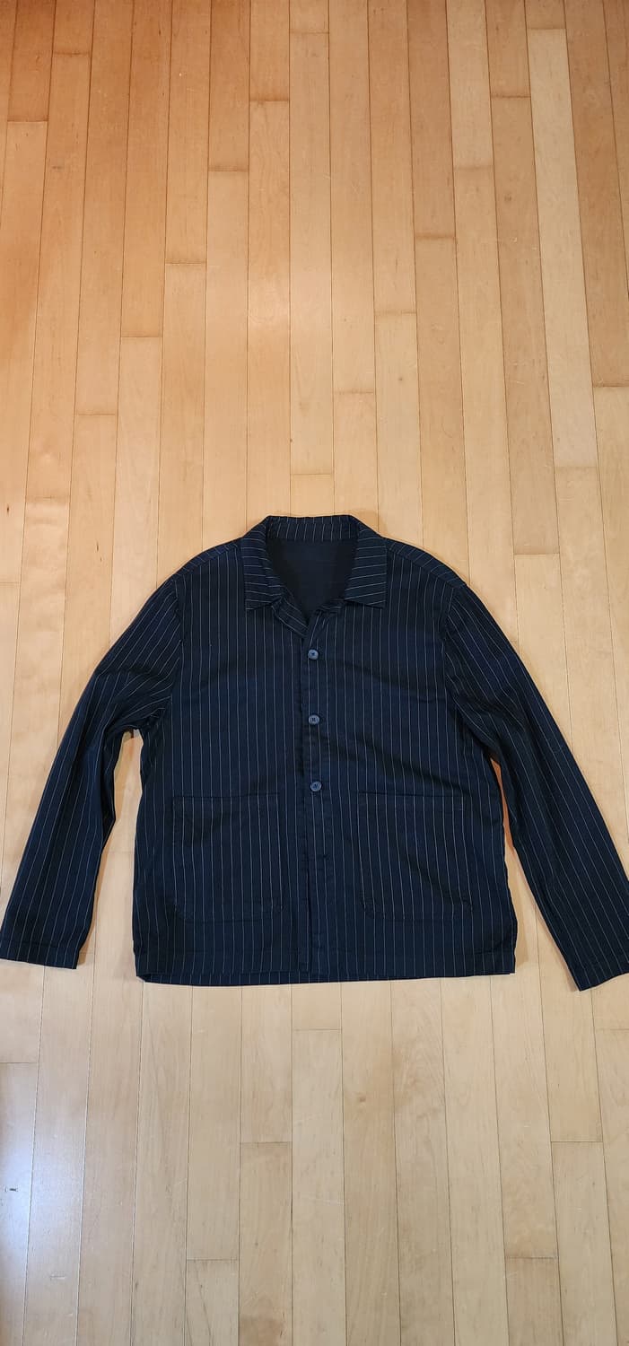 자라 블랙 핀스트라이프 코튼 워크 자켓 L 상품이미지4