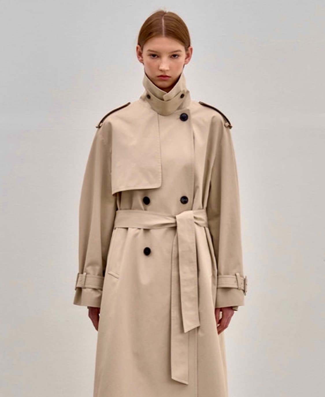 NILBY P 닐바이피 시그니처 볼륨 트렌치코트/베이지 숏기장 상품이미지1