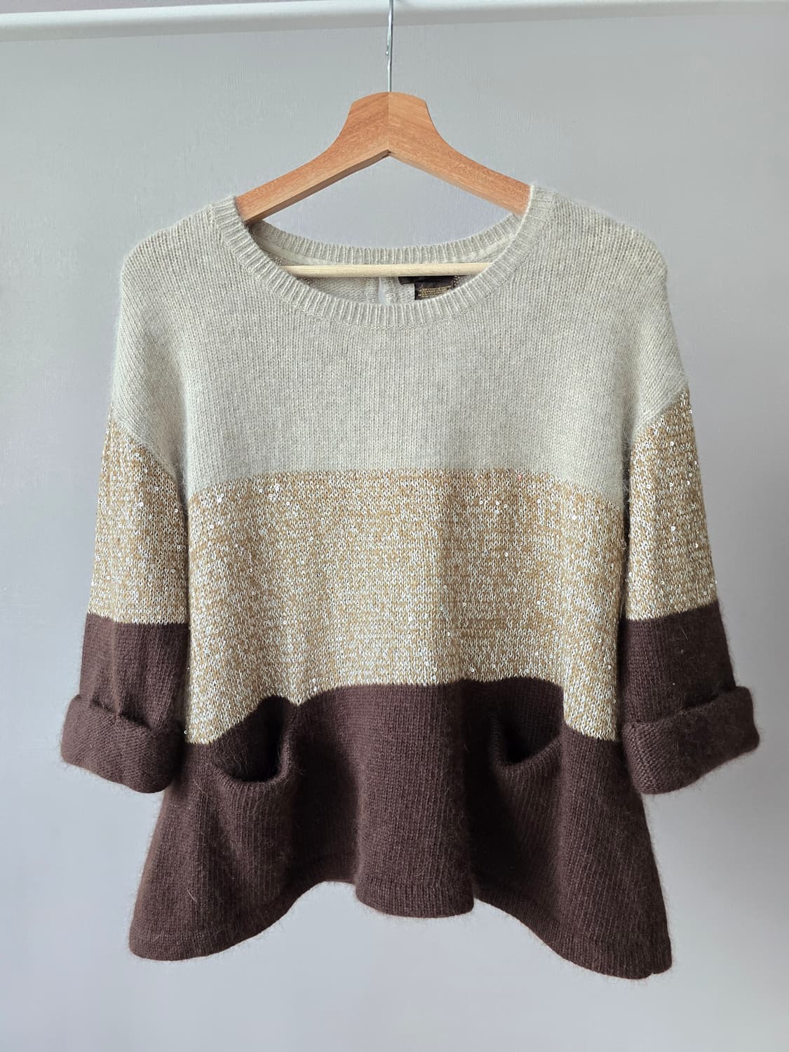 배색 스팽글 울 니트 상품이미지1