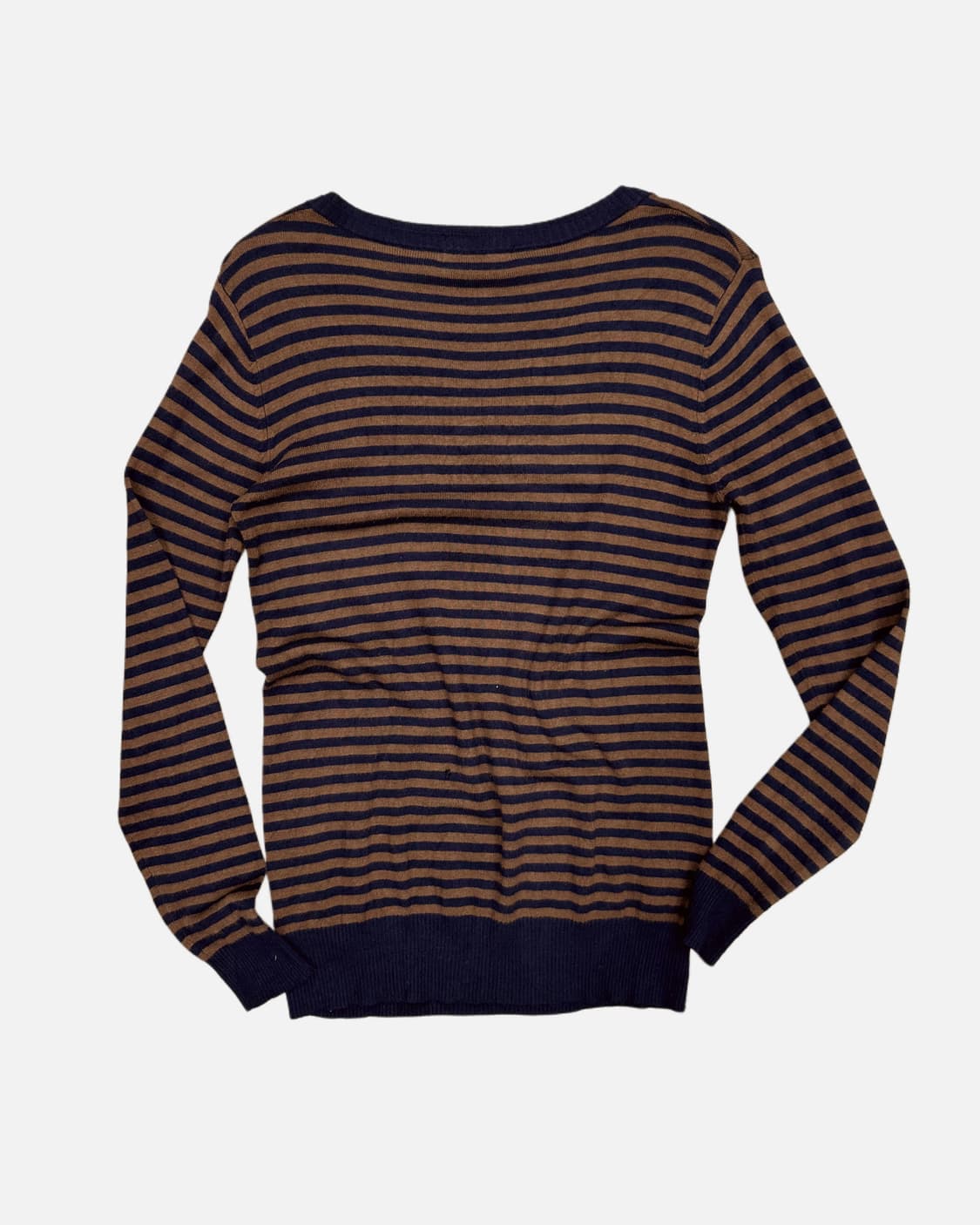 OZOC brown navy stripe knit t-shirt 상품이미지5