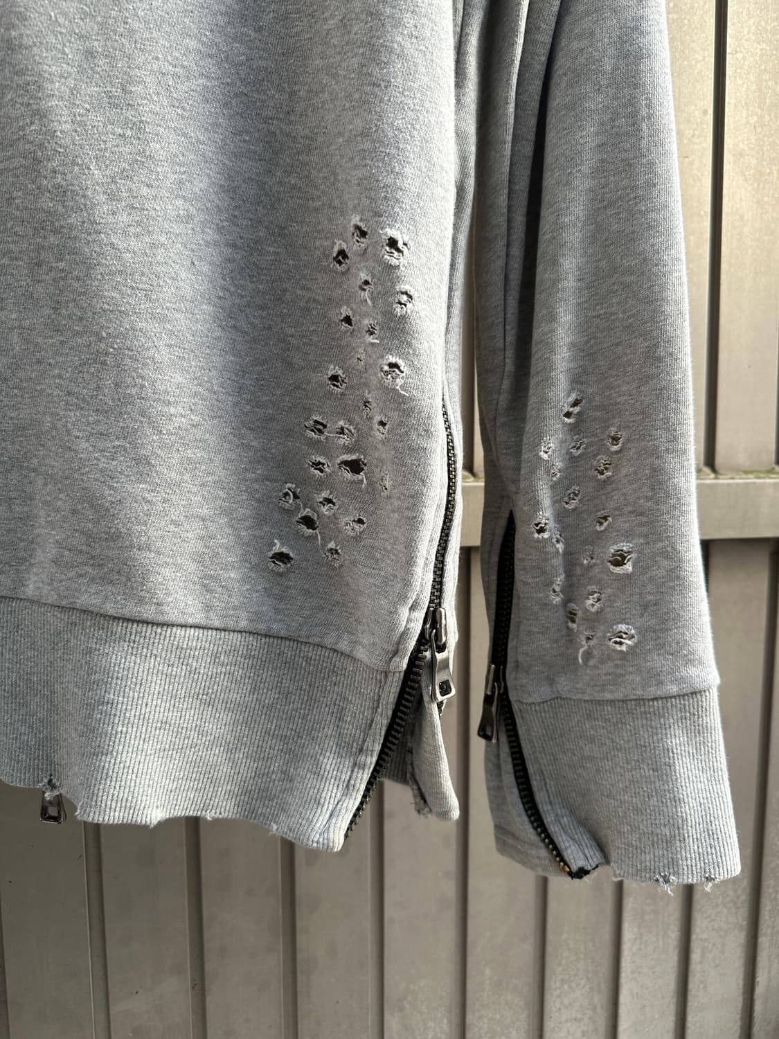 Distressed cut line 2way hood gray 상품이미지6