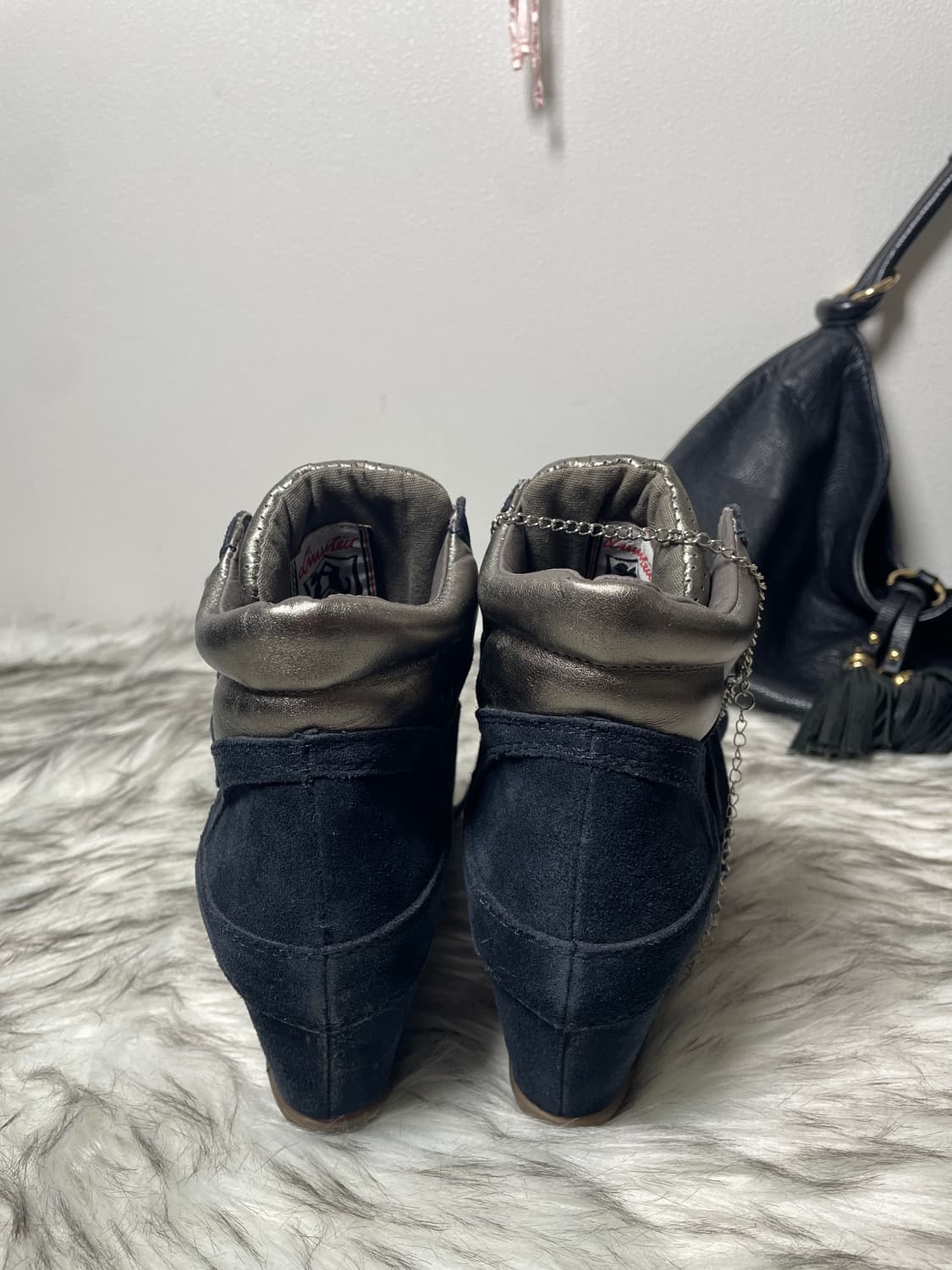 Ash 아쉬 골드 네이비 메탈릭 보위 웨지힐 스니커즈 상품이미지4