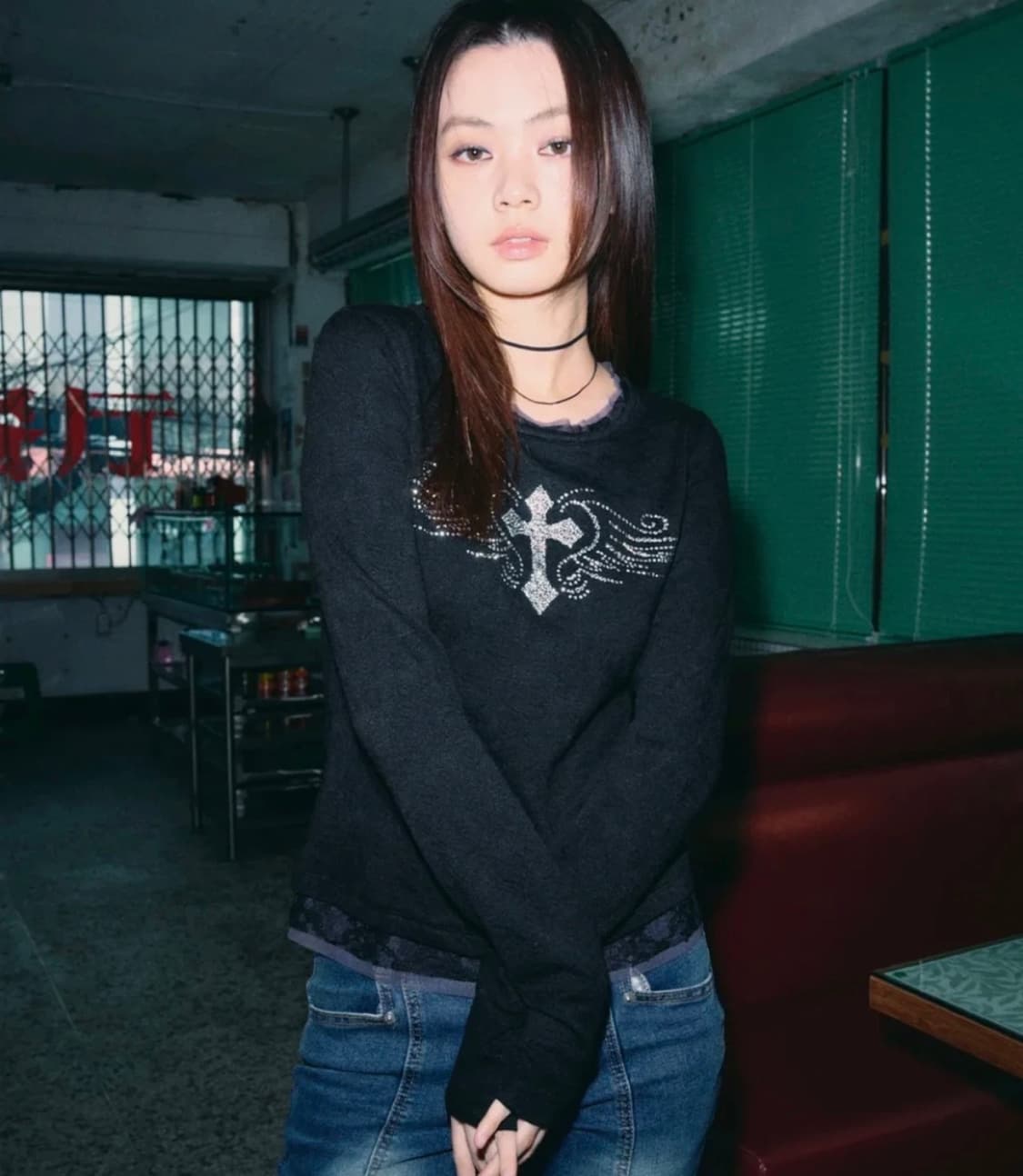 헬레네파리스  엔젤 크로스 큐빅 레이스 롱 슬리브 상품이미지1