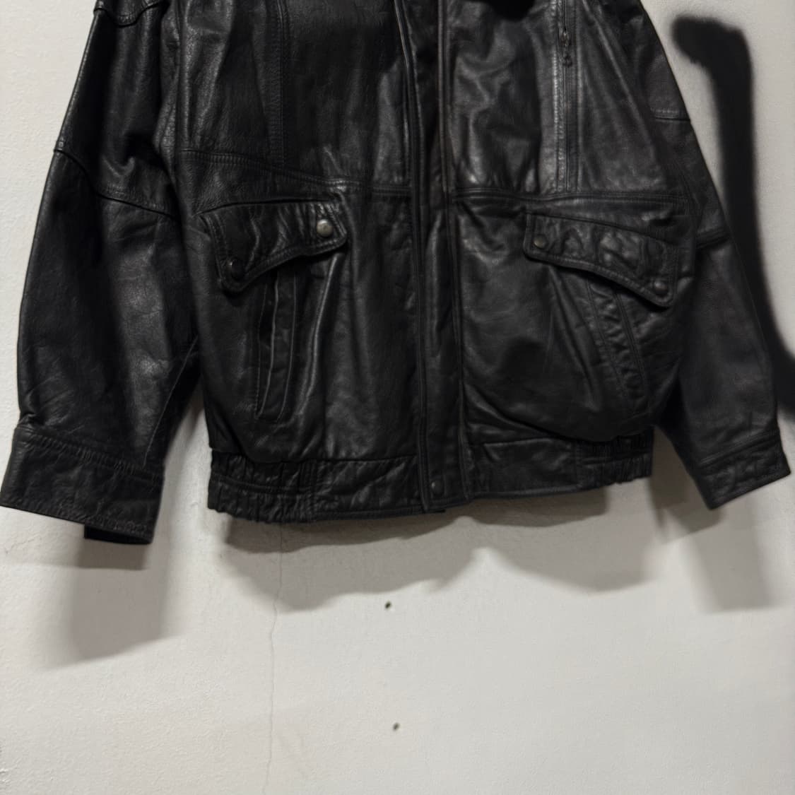 진도 모피 100% 카우하이드 소가죽 양털 카라 가죽 봄버 자켓 상품이미지4