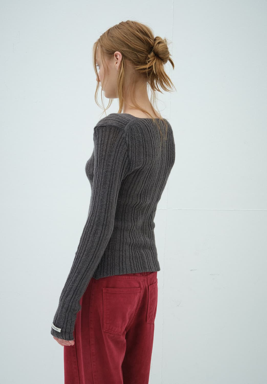 오버듀플레어 모헤어 니트 탑 차콜  상품이미지3