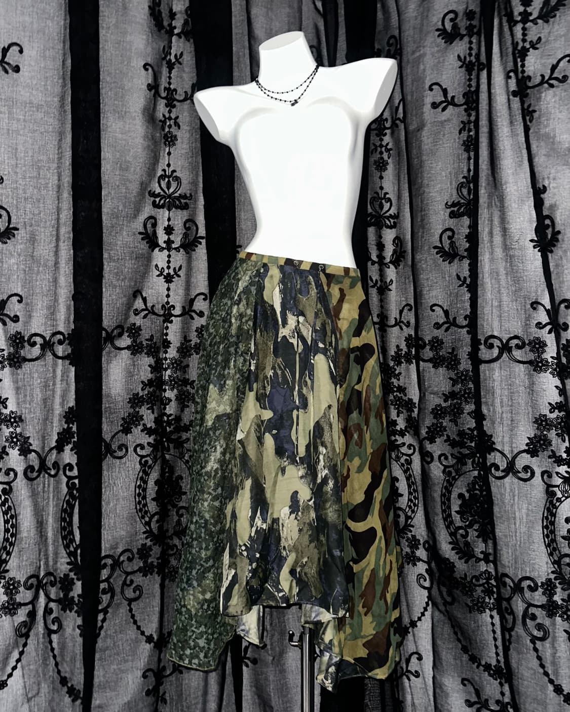 camouflage patchwork flare skirt 상품이미지1