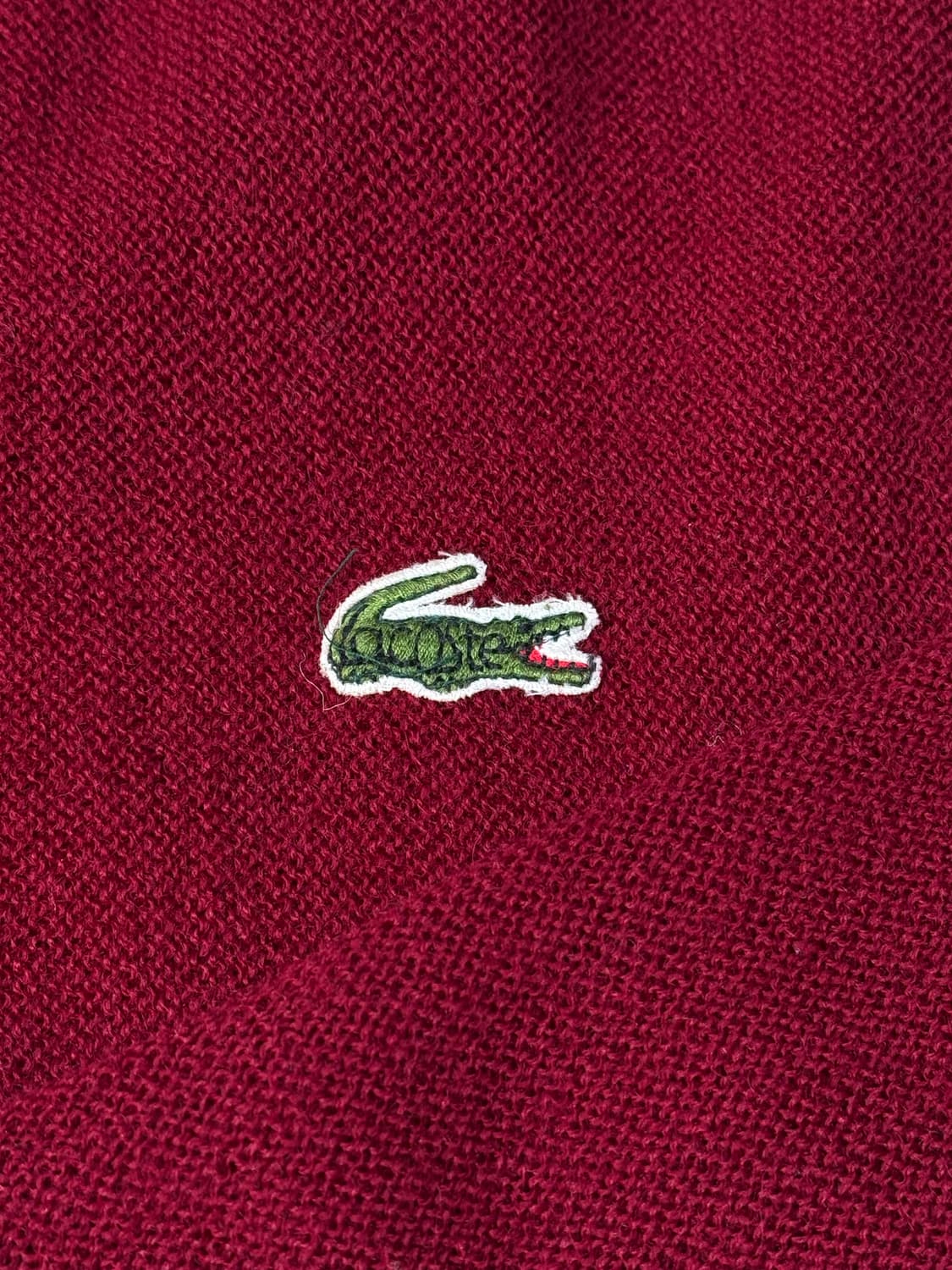 빈티지 라코스테 70s 80s 울 100 브이넥 니트 레드 상품이미지3