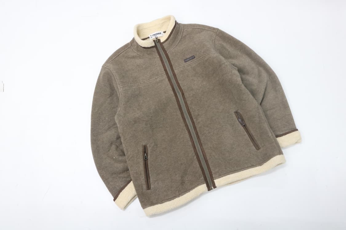 레노마 넥라인 양털 보아 퍼 배색 플리스 자켓 상품이미지2